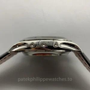 Super Clone Patek Philippe 5905P-014 42mm Men's Automatic Flyback Chronograph Watch with Olive Green Dial-Left Side