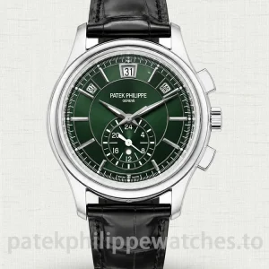 Super Clone Patek Philippe 5905P-014 42mm Men's Automatic Flyback Chronograph Watch with Olive Green Dial-Main Image