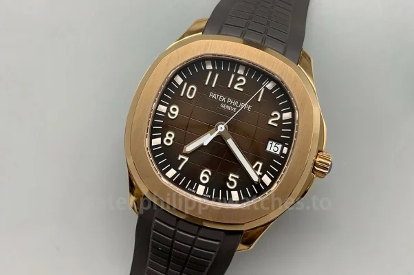 Super Clone Patek Philippe Aquanaut 5167R-001 40.8mm men's luxury automatic watch with chocolate brown gradient dial and dark brown rubber strap