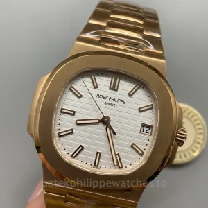 Super-Clone-Patek-Philippe-Nautilus-5711R-002-40mm-Rose-Gold-White-Dial-Mens-Automatic-Watch-Dial-Detail-1