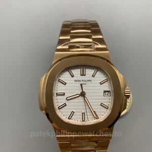 Super-Clone-Patek-Philippe-Nautilus-5711R-002-40mm-Rose-Gold-White-Dial-Mens-Automatic-Watch-Front-View