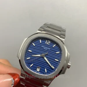 Super-Clone-Patek-Philippe-Nautilus-71181A-001-35.2mm-Womens-Luxury-Automatic-Watch-with-Blue-Wave-Dial-Dial-Detail-2