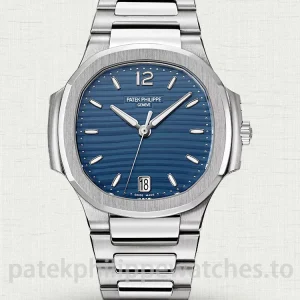 Super-Clone-Patek-Philippe-Nautilus-71181A-001-35.2mm-Womens-Luxury-Automatic-Watch-with-Blue-Wave-Dial-Main-Image