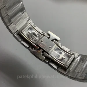 Super-Clone-Patek-Philippe-Nautilus-71181A-011-35.2mm-Womens-Automatic-Watch-with-Gray-Wave-Dial-Stainless-Steel-Bracelet-Buckle