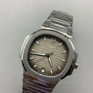 Super-Clone-Patek-Philippe-Nautilus-71181A-011-35.2mm-Womens-Automatic-Watch-with-Gray-Wave-Dial-Stainless-Steel-Bracelet-Dial-Detail-1