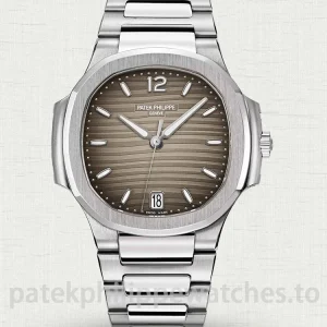Super-Clone-Patek-Philippe-Nautilus-71181A-011-35.2mm-Womens-Automatic-Watch-with-Gray-Wave-Dial-Stainless-Steel-Bracelet-Main-Image