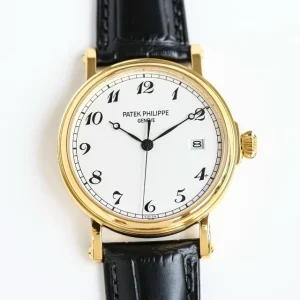 Patek Philippe Calatrava 5153J-001 38mm Yellow Gold Automatic Men's Watch White Breguet Dial - Front View