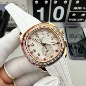 Patek Philippe Aquanaut Luce 7968/300R-001 Replica Rainbow Chronograph 39.9mm Rose Gold - Front View
