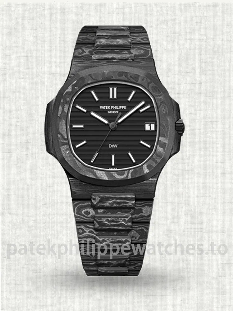 pp-diw-nautilus-5711-black (1) Patek Philippe DiW Nautilus 5711 40mm Matte Black Carbon Fiber Super Clone - Main Image