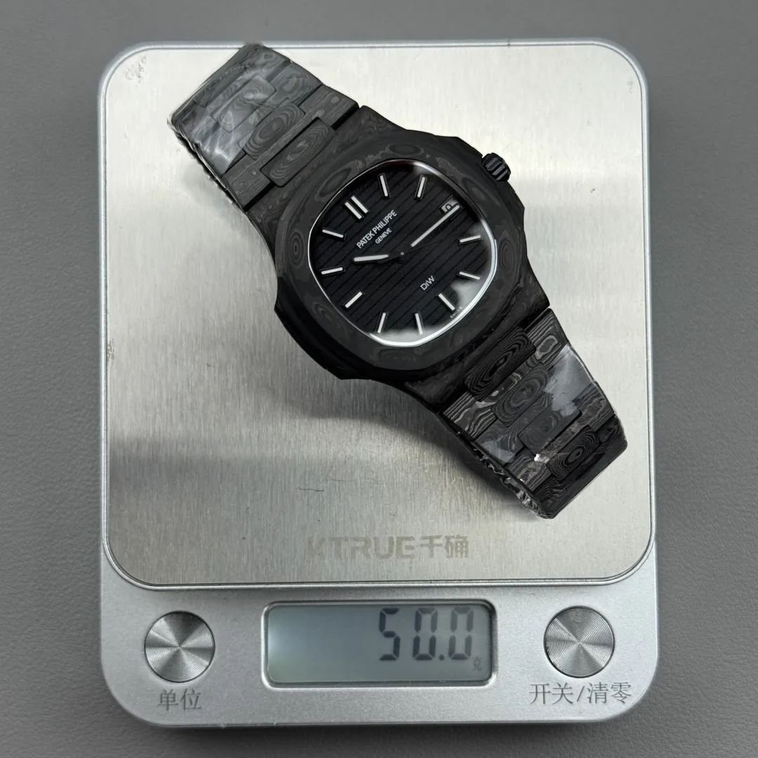 pp-diw-nautilus-5711-black (6) Patek Philippe DiW Nautilus 5711 40mm Matte Black Carbon Fiber Super Clone - Weight