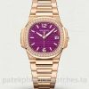 Patek Philippe Nautilus 7010/1R-013 Ladies 32mm Purple Dial Rose Gold Super Clone Watch - Main Image