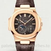 UMI 1:1 Super Clone Patek Philippe Nautilus 5712R-001 40mm Rose Gold Chocolate Brown Dial Alligator Leather Strap - Main Image