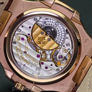 UMI 1:1 Super Clone Patek Philippe Nautilus 5712R-001 40mm Rose Gold Chocolate Brown Dial Alligator Leather Strap - Back View 2