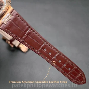 UMI 1:1 Super Clone Patek Philippe Nautilus 5712R-001 40mm Rose Gold Chocolate Brown Dial Alligator Leather Strap - Strap