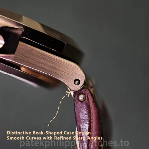 UMI 1:1 Super Clone Patek Philippe Nautilus 5712R-001 40mm Rose Gold Chocolate Brown Dial Alligator Leather Strap Detail