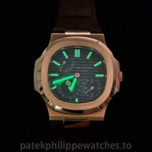 UMI 1:1 Super Clone Patek Philippe Nautilus 5712R-001 40mm Rose Gold Chocolate Brown Dial Alligator Leather Strap - Luminescence