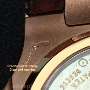 UMI 1:1 Super Clone Patek Philippe Nautilus 5712R-001 40mm Rose Gold Chocolate Brown Dial Alligator Leather Strap Detail