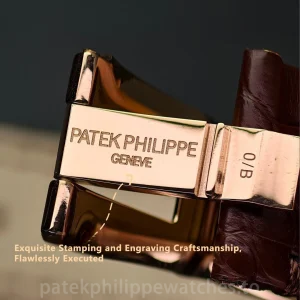 UMI 1:1 Super Clone Patek Philippe Nautilus 5712R-001 40mm Rose Gold Chocolate Brown Dial Alligator Leather Strap - Buckle