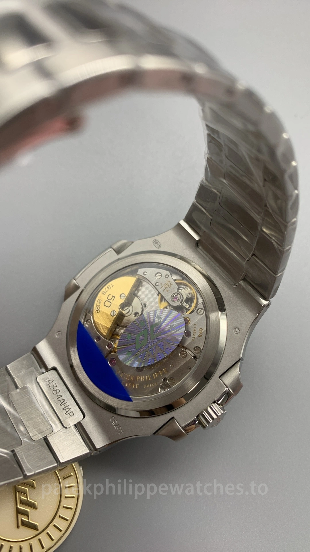 pp-nautilus-5810-1g-001 (8) Patek Philippe Nautilus 5810/1G-001 50th Anniversary Super Clone 41mm Blue Dial - Back View